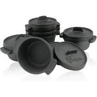 BBQ-Toro Serviertopf Serviertöpfe Set (6-er Pack) Ø 11 cm Gusseisen Mini Gusstopf, Gusseisen
