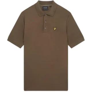 Lyle & Scott Form Grunes grobes Slub-Kurzarm-Poloshirt