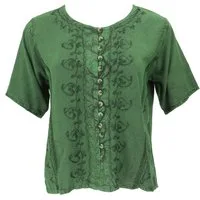 Guru-Shop Longbluse Kurzes Blusentop Boho chic, indische Hippie.. alternative Bekleidung