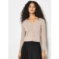 Apricot Cardigan Gerippte Strickjacke mit Wellenkante in unifarben