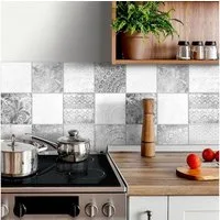 K&L Wall Art Fliesenaufkleber selbstklebend Klebefliese Boho Beton Optik Orientalisch 12Stk