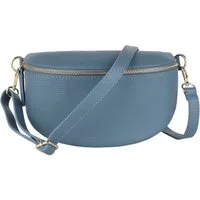 MIRROSI Bauchtasche mit GOLDENER Reißverschluss Damen, Echtleder, MADE IN ITALY, (Umhängetasche, Schultertasche auch Leder für jeden Anlass (1 Tasche & 1 Ledergurt), 3 Größen auswählbar, Brusttasche), Crossbody Bag, Gold, verstellbare Schulterriemen