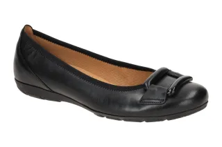 Gabor 74.166.27 Damen Ballerinas Schwarz - Echtleder - Gummisohle - Keilabsatz