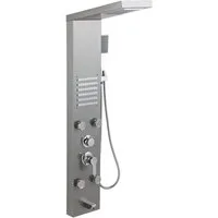 Clanmacy Duschsystem Duschpaneel Edelstahl Duschsystem Duschsäule mit 5 Funktionen, Höhe 116 cm, Regendusche, Wasserfall, Rückenmassage, Badewanne, 1,5 m Handbrause