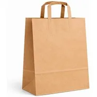 WestCraft Tragetasche Große Papiertragetaschen mit Tragegriff - Kraftpapier – stabil (Papiertüte, 200-tlg., mit Griff), Braune Kraftpapiertaschen für Einkauf & Take-Away, verschiedene Größen