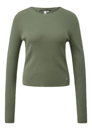 Q/S designed by - Gerippter Pullover aus Viskosemix grün - Gr. - L