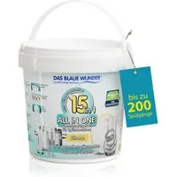 Das Blaue Wunder® All in One 15in1 Geschirrspülpulver phosphatfrei Spülmaschinenpulver (Bis zu 200 Spülgänge, 15 Funktionen mit Soda Power Effekt, 1.000 g)