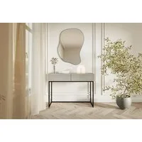 Selsey Schminktisch VELDIO, 2 Schubladen mit geriffelten Fronten, Metallgestell, 110 cm breit