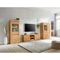 OTTO home Wohnwand BURANO 3-teilig, Lowboard mit Kabeldurchführung, 290cm Breite, (Set, 3-St), Fronten aus Massivholz, Korpus aus Melamin, verstellbare Einlegeboden