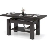 designimpex Couchtisch Couchtisch Astoria Walnuss Wenge höhenverstellbar ausziehbar Esstisch, Funktionstisch, Wohnzimmertisch, Tisch, Esstisch, Sofatisch