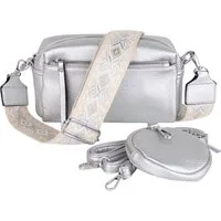 MIRROSI Umhängetasche Damen, Veganleder Crossbody Tasche Bag, Schultertasche (inkl. 1 Münzbeutel und 2 Wechselgurte, 19x14x8cm (BXHXT), gemusterten & verstellbaren Schulterriemen