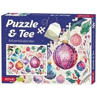 Roth Adventskalender Puzzle & Tee-Adventskalender „Baumschmuck“ 1000tlg Puzzle & Bio-Tees, liebevoll gestaltetes Geschenk für Puzzle-Fans und Teeliebhaber