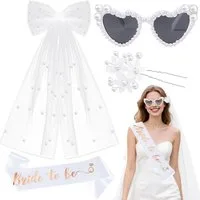 Zaewry Schleier 4 Stück JGA Accessoires Frauen, für Junggesellenabschied,Bachelorette Party und Hochzeitsfotografie