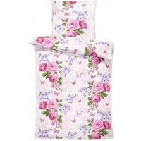 One Home Bettwäsche Schmetterlinge lieben Blumen, Mikrofaser, 2 teilig, floral und geblümt