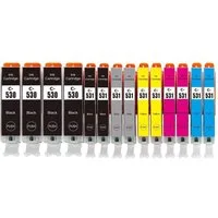 inkpro 14 Druckerpatronen kompatibel mit Canon PGI-530 & CLI-531, Tintenpatrone (für Pixma TS8500, TS8550, TS8551, TS8552, TS8700, TS8750, TS8751, 14-tlg., 4 x Black und je 2 x Cyan, Magenta, Yellow, Photoblack und Grau)