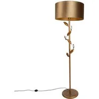 Qazqa Stehlampe Linden, ohne Leuchtmittel, E27, Gold/Messing, Klassisch / Antik, Stahl, 1-flammig