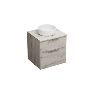 Burgbad Keramik Waschtisch-Set Eqio Eiche Dekor Silber/Alpinweiss, SGUM060F6015C0001 SGUM060F6015C0001