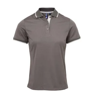 Premier - "Coolchecker" Poloshirt für Damen (Dunkelgrau/Silber)