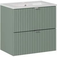 Lomadox Waschtisch NEWPORT-56-GREEN, mit Keramik-Waschbecken, Schilfgrün, 60cm breit, geringe Tiefe