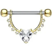Taffstyle Intimpiercing Brustwarzenpiercing Barbell beweglich Kristall Herz Anhänger (Nippelpiercing Intimpiercing mit beweglichem Kristall Herz)
