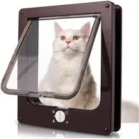 TUWENA Katzenklappe Katzenklappe 4 Wege Magnet-Verschluss,Wetterfest für Innen-/Außentüren, Silent manuelle Haustierklappe innentür in Wand/Holztür/Upvc
