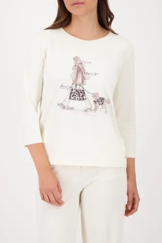monari - T-Shirt mit Strassdesign cashmere - Gr. - 46