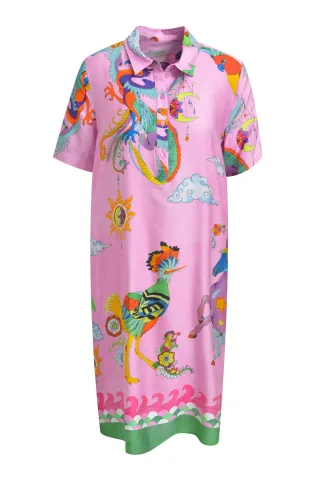 Milano Italy - shirtdress, 1/2 sleeve orchid print - Gr. - 42