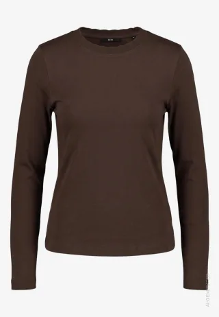 zero - Langarmshirt Damen aus Baumwolle Chocolate Plum - Gr. - 40