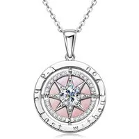 ROUGEMONT Kette mit Anhänger Bezaubernde Damen Kompass Moissanit Halskette 925 sterling Silber, Ausdruck von Stil & Persönlichkeit