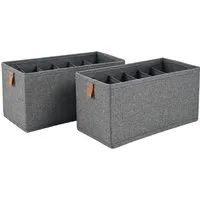 hausleben Organizer 2er Set Aufbewahrungsbox mit 6 Fächern, Faltbare Stoffbox 30x15x15cm