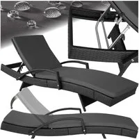 tectake Gartenliege Sonnenliege - 5-fach verstellbare Rückenlehne, Balkonliege Océane, 1 St., in Schwarz, rostfreies Aluminium mit polyrattan Geflecht.