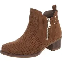 Ital-Design Modische Stiefelette mit Reißverschluss und Perforation Sommerboots (91261316) Blockabsatz Stiefeletten in Braun