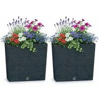 Prosperplast Blumenkasten 2x Furu DFC600T (2er-Set), Rillenoptik, eckig
