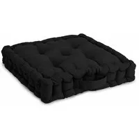 Beautissu Stuhlkissen Bodenkissen Sitzkissen Mila, 50x50cm, Schwarz, Matratzenkissen 10cm, 100% Baumwolle Stuhlkissen Indoor & Outdoor