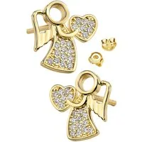 Limana Paar Ohrstecker Schutzengel mit Herz Mädchen Ohrringe 925 Silber Zirkonia Schmuck (Kinder Geschenk inkl. Schmuckdose), Ostern Weihnachten Geburtstag Einschulung Schulanfang