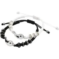 KARMA Armband Set Partner-Armbänder Yin & Yang Schwarz Weiß (Unisex Freundschaftsarmband, 2-tlg., Armbandset verstellbar Herren Damen), Unisex Armband Textil Partnerschmuck