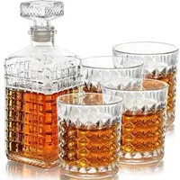 Belle Vous Whiskyglas BELLE VOUS Glas Dekanter Set 5-teilig, 500 ml mit Gläsern, Glas