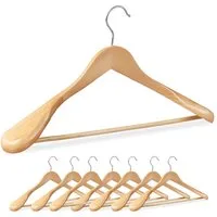 relaxdays Kleiderbügel Anzug Kleiderbügel im 8er Set, (Set, 8-tlg), natur