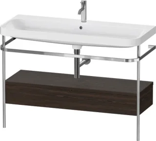 Duravit Happy D.2 Plus c-shaped Set mit Metallkonsole und Schubkasten Nussbaum gebürstet Matt 1175x4 HP4844O69690000