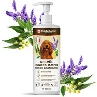 Veddelholzer Tiershampoo 500 ml Natürliches Neemöl Hunde Shampoo sanfte Haut- & Fellpflege, 500 ml, (Rückfettend & Feuchtigkeitsspendend für EIN glänzendes Fell), lindert Juckreiz gegen Flöhe, Zecken & Milben