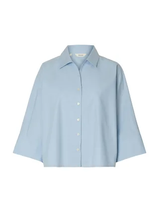 selected women - SLFESTER OVERSIZE 3/4 SHIRT B Cashmere Blue - Gr. - 40