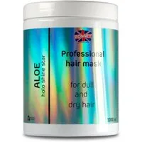 Haarmaske Ronney Professional holo shine star hair mask Aloe (1000 ml) for dull, Tiegel, Feuchtigkeitsspendende Aloe-Maske für Glanz und Stärke