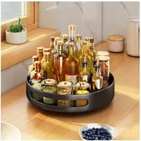 GarveeMore Küchenorganizer-Set Neues drehbares Lagerregal, drehbares Gewürzregal, Küchenorganisator, Runde Metall Drehscheibe Veranstalter für Schrank Küche Kühlschrank
