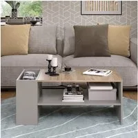 Vicco Couchtisch Wido, Greige/Sonoma, 100 x 55 cm mit Regalen (1-St)