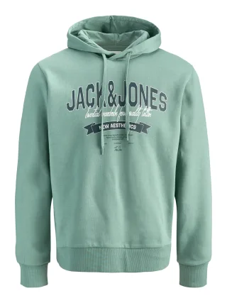 JACK&JONES - JJELOGO SWEAT HOOD 2 COL 25/26 NOOS Mineral Blue - Gr. - M