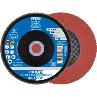 PFERD TOOLS POLIFAN Fächerscheibe PFF flach A-COOL SG INOX+ALU Edelstahl/Alu - 67654185