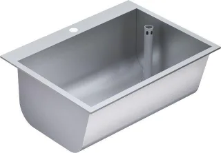 KWC Aquarotter Einlegewaschtrog, SIRIUS, Edelstahl, 670x281x520 mm, Ablauf rechts, Hahnloch, 2030045 2030045756