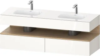 Duravit Qatego Einbauwaschtisch mit Konsolenwaschtischunterbau Weiß Hochglanz 1600x550x600 mm - QA47 QA4797030220000