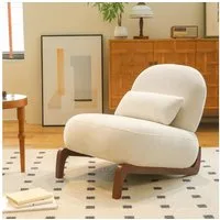 ANYSUN Relaxsessel Akzentstuhl mit Massivholzbeinen, Loungesessel (Samtsessel fürs Wohnzimmer mit weichem Kissen), bequemer armloser Lesesessel für Wohnung, Wartezimmer,Balkon