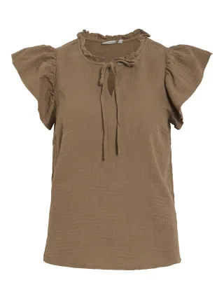 VILA - VILANIA O-NECK S/L FRILL TOP/VOL - Gr. - 40